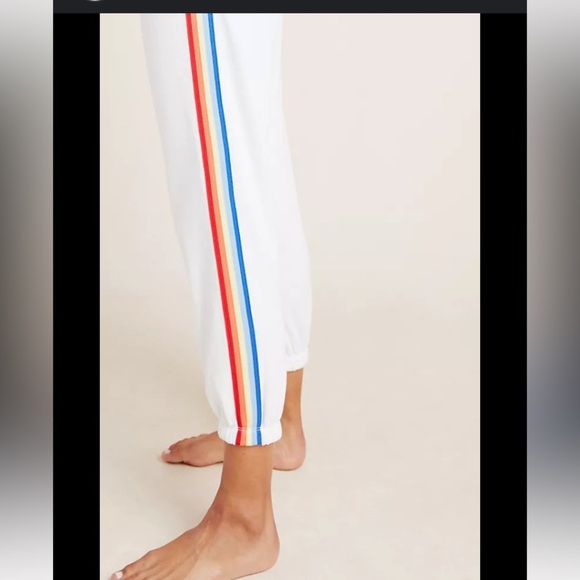 SPIRITUAL GANGSTER X MADELEINE THOMPSON RAINBOW STRIPED TERRY JOGGERS - Picture 2 of 12